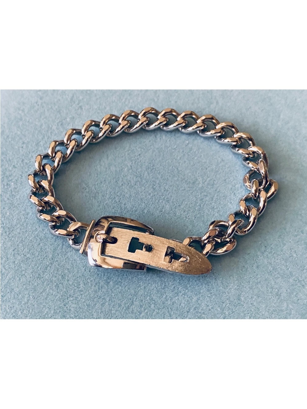 Avon Silver-Tone Chain Bracelet with Buckle Clasp